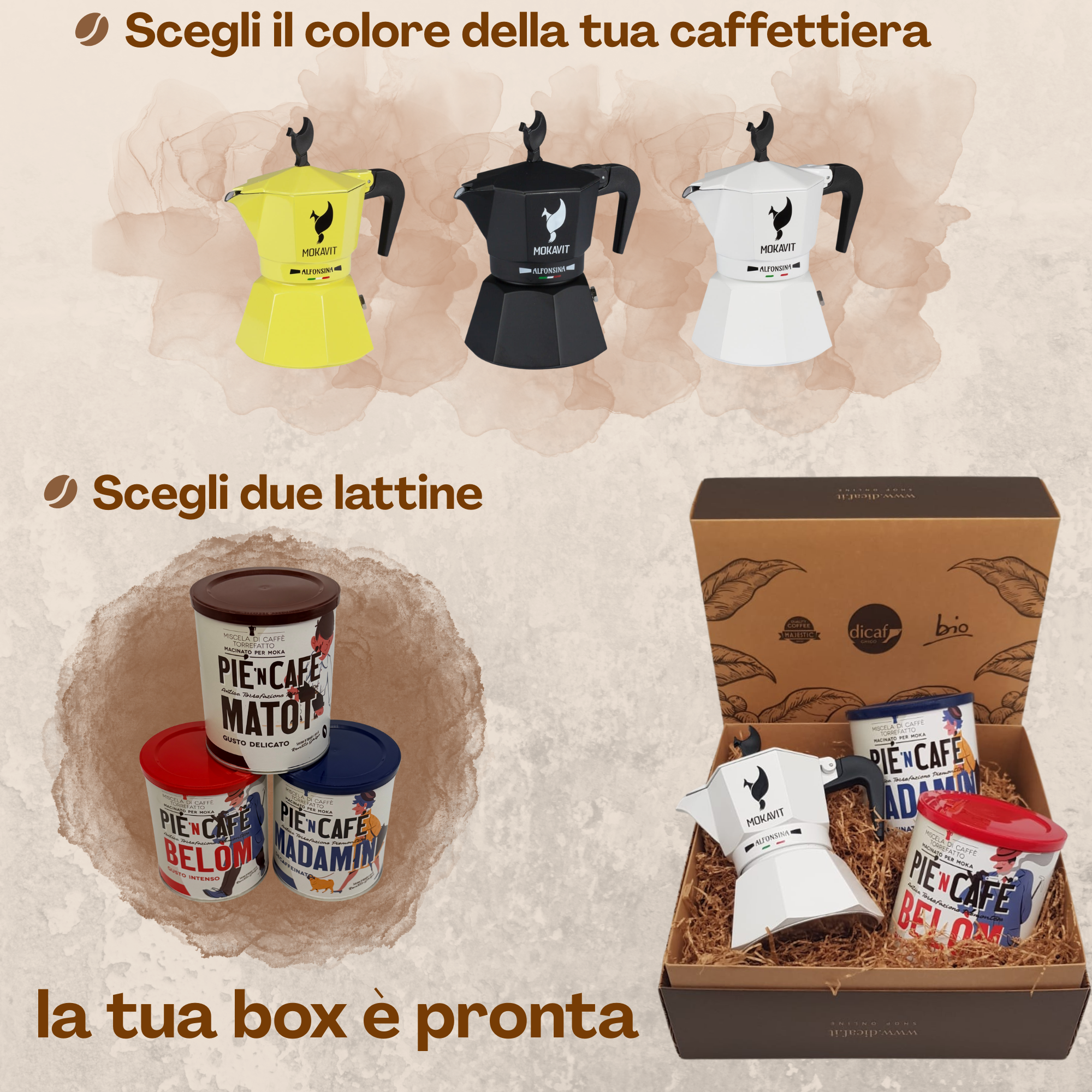 BOX CAFFETTIERA E LATTINE
