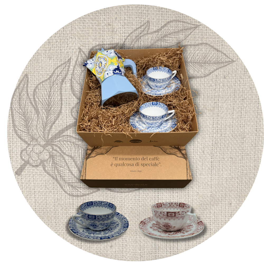 CAFFETTIERA CAPRI + DUE TAZZINE DECORATE